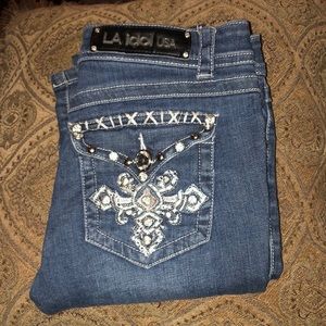 LA Idol USA Cross Rhinestone Pocket jeans